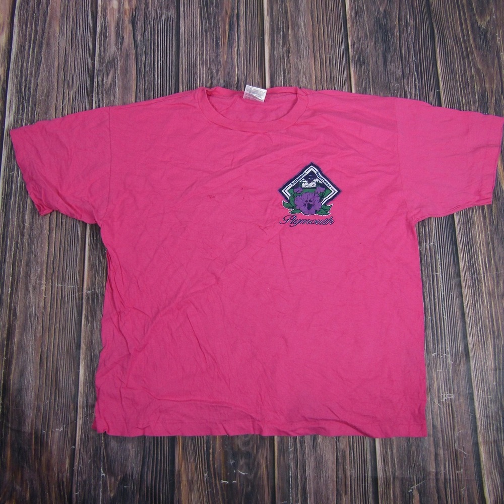 Vintage Plymouth Shirt Womens Large Authentic Sportswear Floral Graphic USA 90s‎